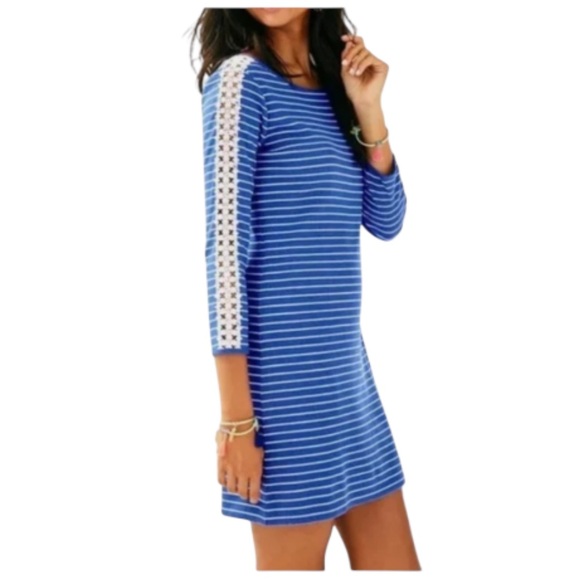 Lilly Pulitzer Marlowe Dress Beckon Blue Breeze Size L - Picture 3 of 17